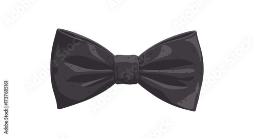 Elegant black bow tie with glossy finish on white background