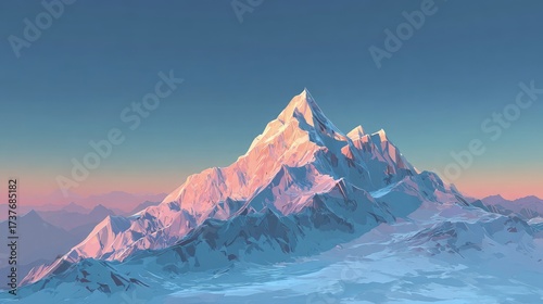 Pixelated Snowy Mountain Peak At Dawn