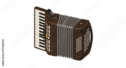Isometric accordion design with detailed keys and bellows