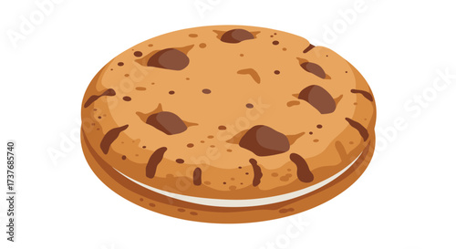 Delicious cookie dessert sandwich with chocolate chips and cream filling