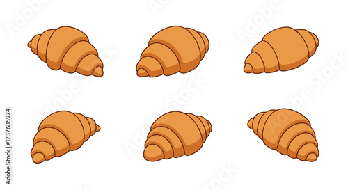 Assorted croissant collection on white background