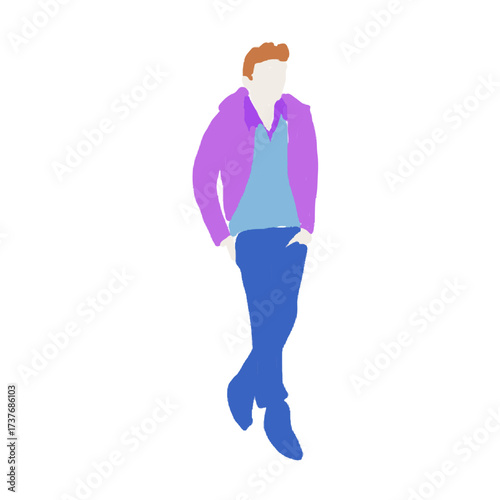man-fashion-dress-winter-purple-handrawing-illustration