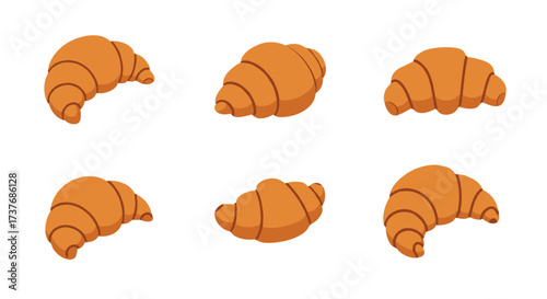 Delicious pastries set in isometric style on a white background