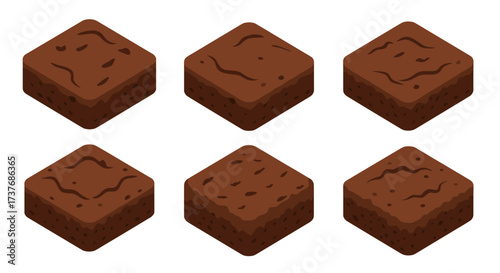 Delicious isometric brownie set for desserts and baking themes