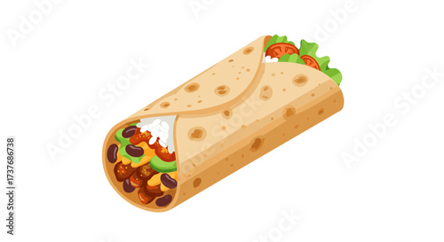 Delicious burrito with fresh ingredients and tasty fillings
