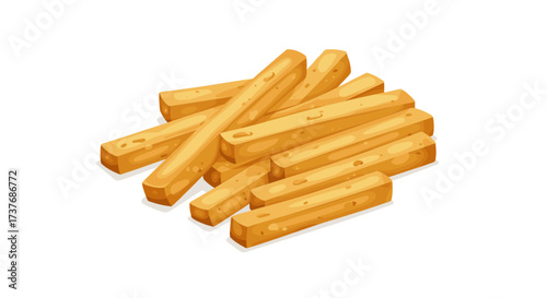 Realistic cheese sticks pile on white background