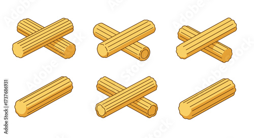 Isometric churros pair set on a white background