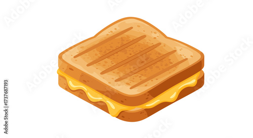 Delicious grilled cheese sandwich isometric style on white background