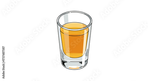Realistic glass of whiskey on white background