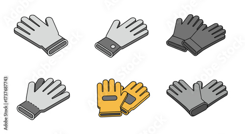Colorful glove designs in isometric style for winter wear collection