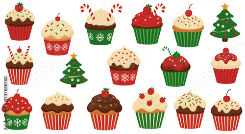 Festive Christmas Cupcakes and Holiday Treats Collection.