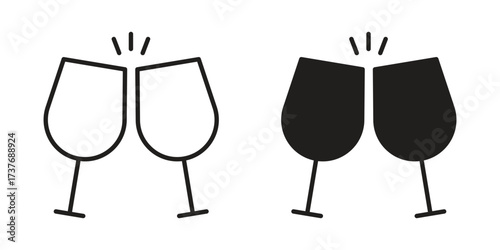 Wine toast icon art in black and white