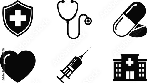 Health care icons vector illustration medical symbols and healthcare elements