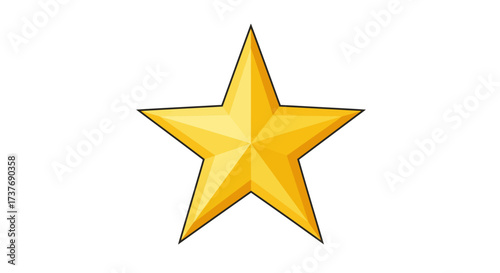 Shiny Golden Five Pointed Star Illustration.
