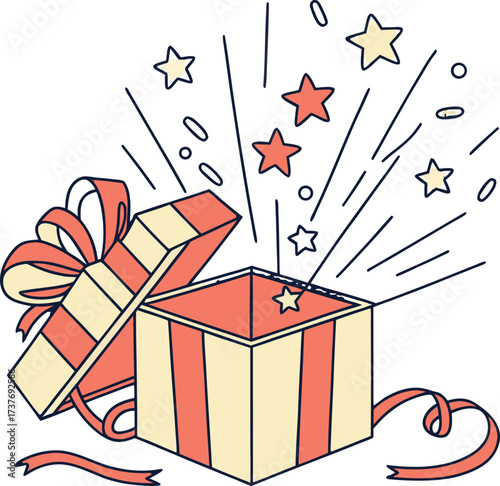open gift box surprise stars celebration present
