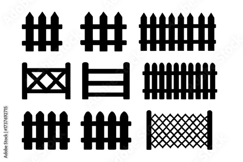 Various black silhouette fence designs and patterns collection