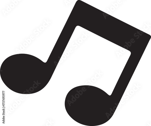 Foto Black Silhouette of Two Eighth Musical Notes Connected by a Beam eighth notes so