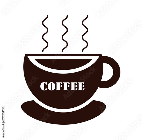 Coffee icon. Geometric coffee and tea pattern in minimalist style. Abstract print background with simple shapes for coffee shop, food packaging, cafe wall, menu.