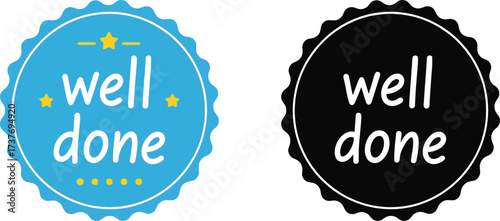 Download well done badge vector graphic for achievement and recognition
