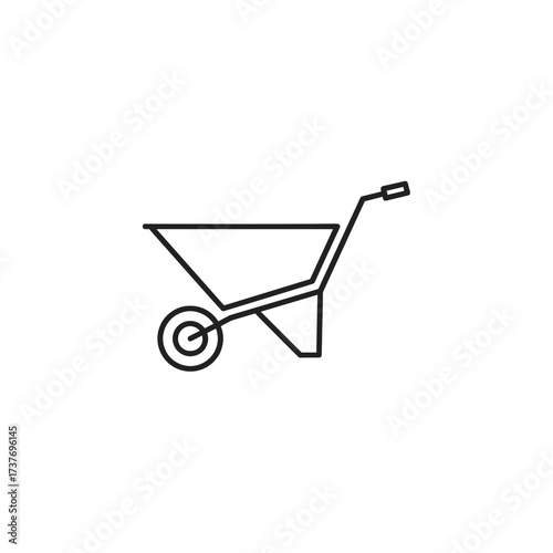 Simple outline of a wheelbarrow in minimal style  