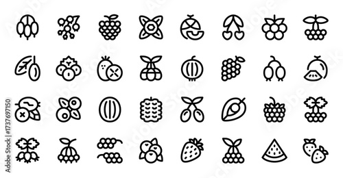 Berries icons. Pixel perfect 32x32px.
