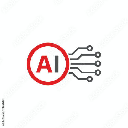 AI technology symbol with circuit lines in modern style  