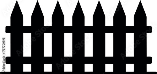 Fence and picket silhouette vector, Countryside border icon, Yard divider illustration
