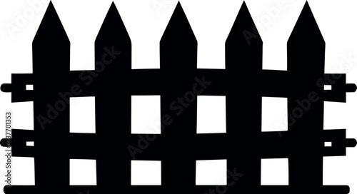 Fence silhouette vector, Backyard property border icon, Rural countryside design