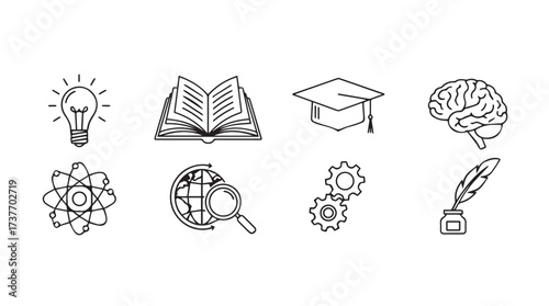 Collection of hand drawn education and science icons set for learning and discovery themes vector