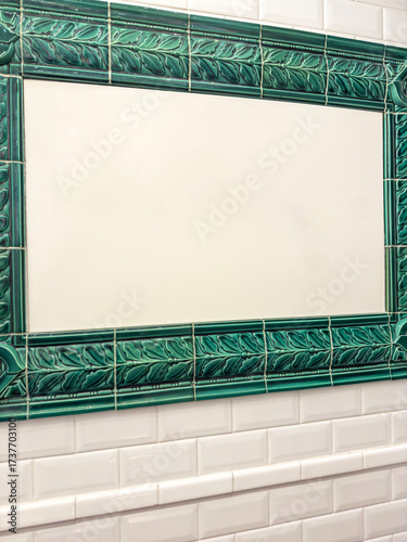 Blank or Empty Vintage Ceramic Wall Frame with copy space