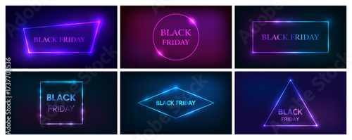 Black Friday inscription in neon frame