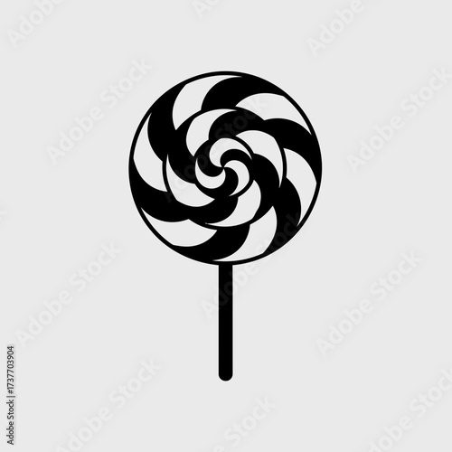 Stylized swirl lollipop vector illustration simple black and white scalable graphic icon silhouette