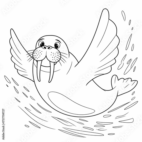 Joyful walrus vector illustration for general use scalable artwork silhouette