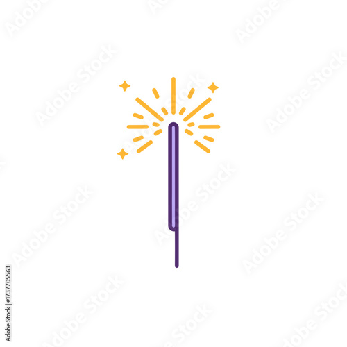 Sparkler with bright sparks and glowing light effects  