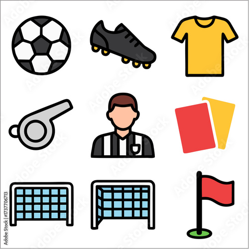 Flat Icon Set, Boxing, Fight Gear & Training Symbols