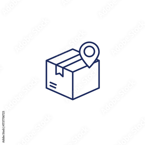 Package with location pin icon in minimalist design  