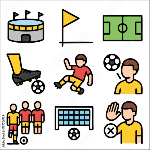 Flat Icon Set, Boxing, Fight Gear & Training Symbols