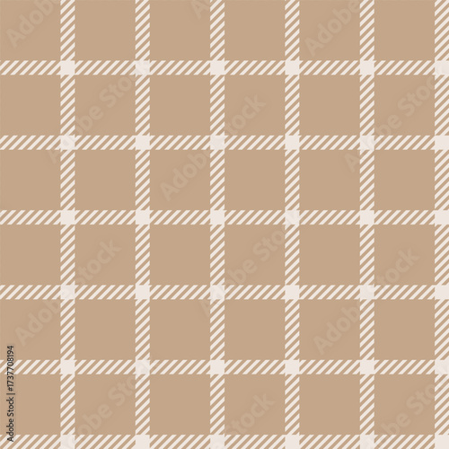 Beige seamless plaid tartan pattern, colorful natural fabric swatch, textile, geometric background