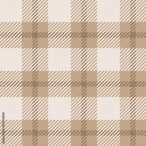 Beige seamless plaid tartan pattern, colorful natural fabric swatch, textile, geometric background
