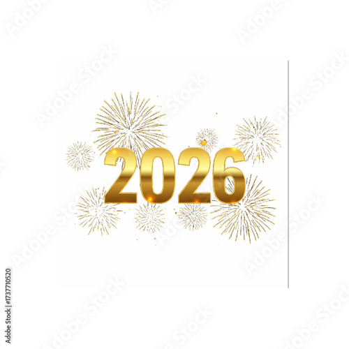 2026 golden text with fireworks happy new year celebration design