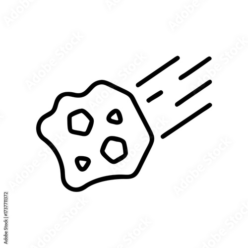 Asteroid flying through space with distinct surface features  