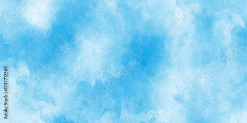 Blue watercolor vector background.ocean blue paper texture, smooth cloudy sky blue background,Light blue background with watercolor.Colorful gradient ink colors wet effect hand drawn canvas background