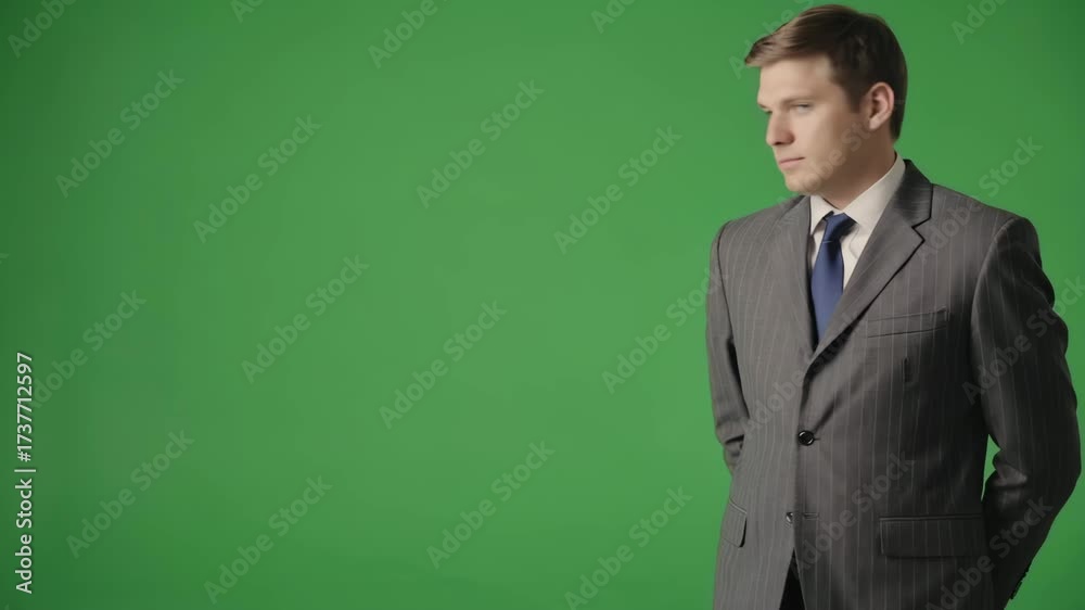 Geschäftsmann im Anzug auf Greenscreen – Mann vor Chroma Key Hintergrund für Compositing und Business-Content