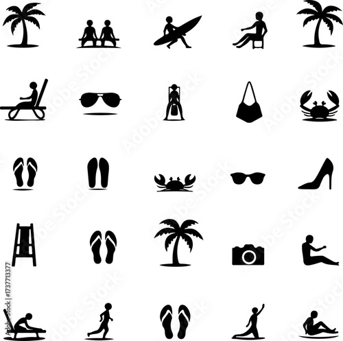 Summer Beach Vacation Icon Set