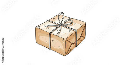 An elegantly wrapped gift box tied with a simple string bow.
