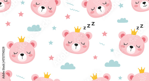Sweet dreams for little ones a gentle collection of sleeping teddy bears with crowns.