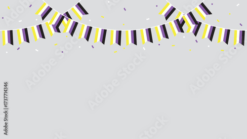 Nonbinary flag party buntings. LGBTQI concept. Flat design illustration.