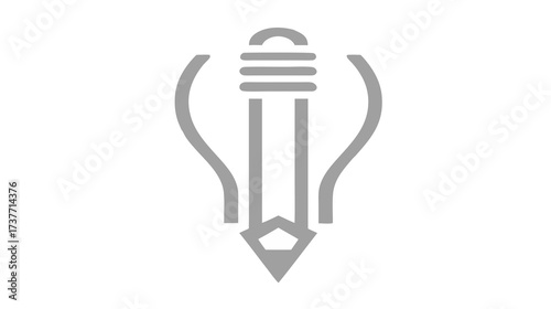 Idea and Education Concept Icon: Stylized Light Bulb and Pencil Graphic for Creativity, Learning, and Innovation