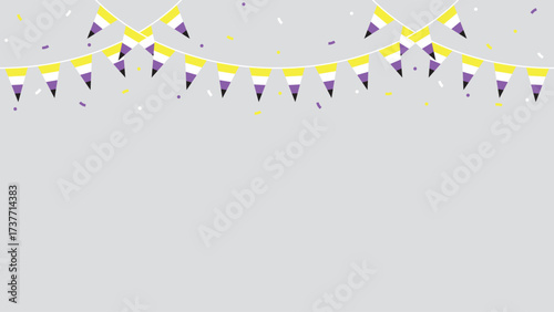 Nonbinary flag party buntings. LGBTQI concept. Flat design illustration.