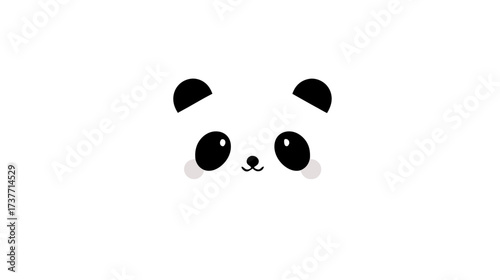 Adorable cartoon panda face illustration, black and white minimalist design element on a clean background, sweet baby animal graphic.